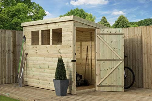 Image of EMS Retail Empire 2500 Pent Garden Shed 8X4 SHIPLAP T&G WINDOWS PRESSURE TREATED DOOR RIGHT
