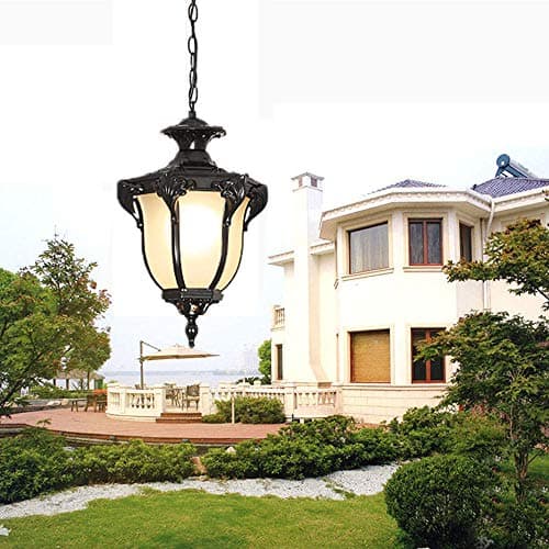 Image of Pendant Light Retro Black Round Outdoor Pendant Lamp Waterproof IP55 E27 Adjustable Height Hanging Lamp Aluminum Hanging Lights Dining Room Balcony Decorative Gazebo Outdoor Pendant Light 20*35Cm