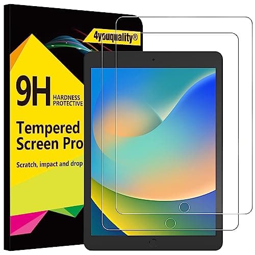 Image of 4youquality 2-Pack Screen Protector for iPad 9th/8th/7th Generation (10.2-Inch, 2021/2020/2019 Model), Tempered Glass Film, Anti-Scratch, Impact-Resistant