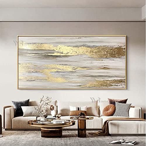 Image of Framed Abstract Large Wall Art Canvas Decor Gold Foil Poster Wall Art Decoration 75x150cm/(30x59inch) with Frame