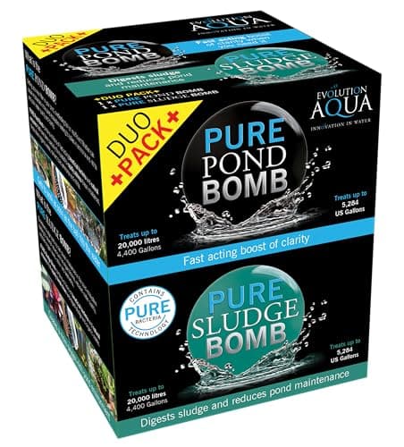 Image of Evolution Aqua Pure Duo Pack Pond Bomb & Sludge Bomb Pond Clear Water Treatment Pond Sludge Remover - Duo Value Pack Offers Complete Natural Pond Water Treatment for Fish Ponds