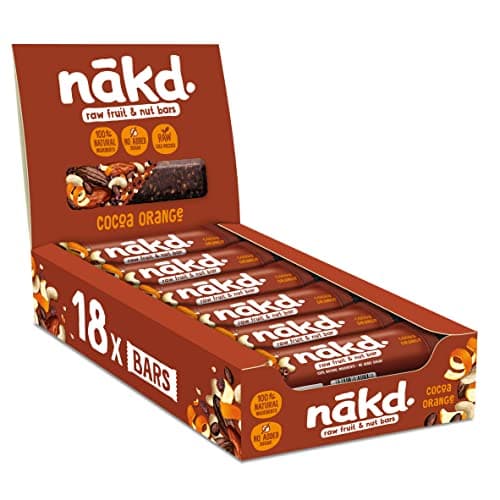 Image of Nakd Cocoa Orange Natural Fruit & Nut Bars - Vegan - Gluten Free - Healthy Snack, 35 g (Pack of 18)