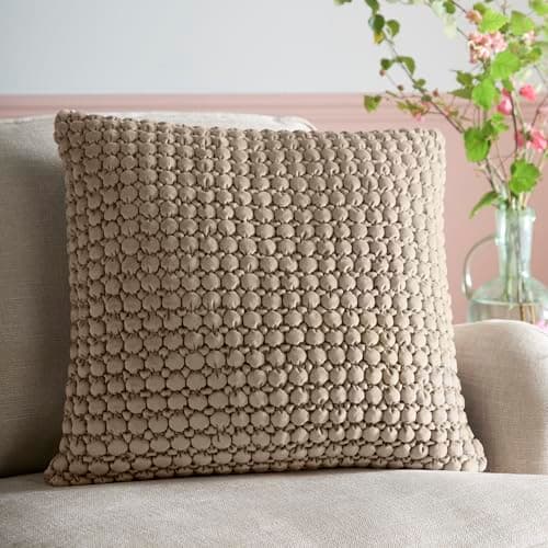 Image of Appletree Heritage Bobble Velvet Filled Cushion 55 x 55cm – Natural Decorative Scatter Pillow with Soft Textured Velvet Cover and Raised Bobble Detailing, Stylish Accent Cushion for Sofa or Bed