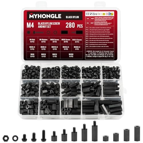 Image of 280 Pcs M4 Screws Set, Standoff Screws Nylon Spacers, Motherboard Standoffs, Male Female Nylon Hex Bolts, Threaded Pillars PCB Pillar Standoff Spacers for PCB Board Motherboard(Black)