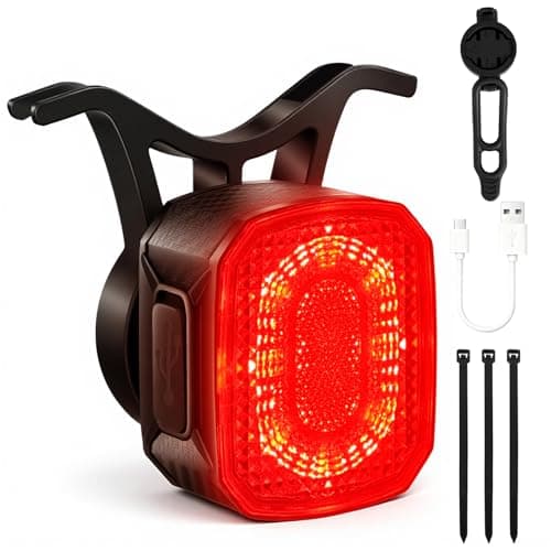 Image of Ainiv Smart Bike Tail Light with Brake Sensor, Square Dual Mount, 6 Lighting Modes, USB C Rechargeable Bicycle Taillight, IPX6 Waterproof, Safety Warning Rear Bike Light for Night Riding Mount