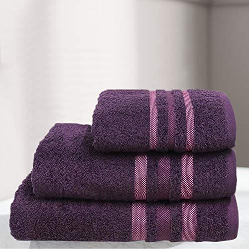 Image of B&B Soft Cotton Towel Set, Hand Towels, Kitchen Washcloths Hotel & Spa Quality, Absorbent and Decorative Kitchen and Bathroom Sets (Aubergine, 50 x 70 cm)