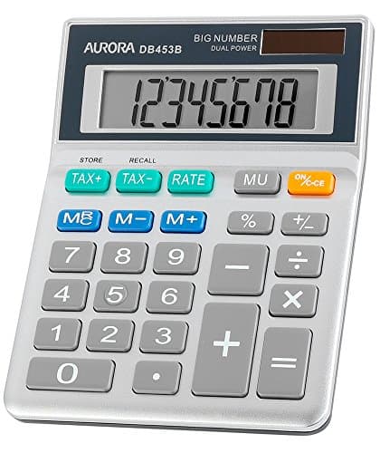 Image of Aurora DB453B Semi Desktop Calculator (With Tax Function), Silver