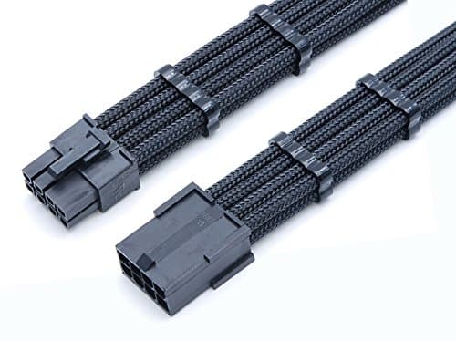 Image of 8 Pin PCIE GPU Sleeved Extension Cable 30cm + 2 Cable Combs - Shakmods (Full Black)