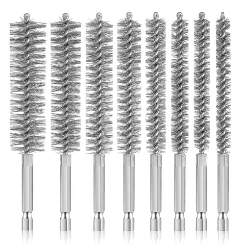 Image of 8 PCS Stainless Steel Wire Bore Brushes, Wire Brush Set Thick Flexible Feeding Tube Cleaning Brushes Cleaning Steel Brush Hex Shank Handle for Power Drill