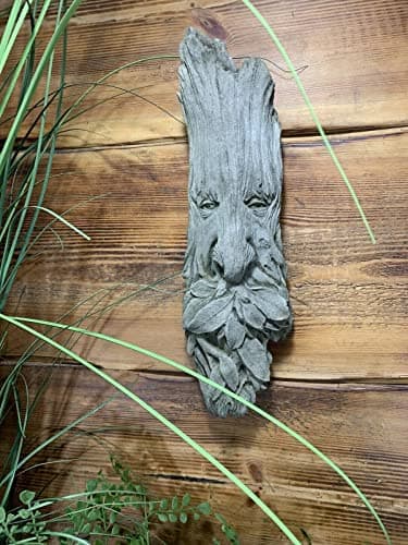 Image of STONE GARDEN GREEN MAN LEAF FACE / BRANCHES WALL TREE PLAQUE HANGING ORNAMENT