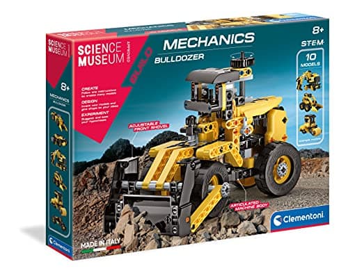 Image of Clementoni-61718-Science Museum-Mechanics Laboratory-Bulldozer-Made in Italy-Vehicles Building Set for Kids from 8 Years and Older, English