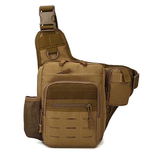 Image of Kabxhueo Small Sling Bag, Lightweight Crossbody Backpack Tactical Military Chest Bag Shoulder Cross Body Bags for Men Women, Traveling, Cycling, Sports, Climbing, Hiking,Khaki