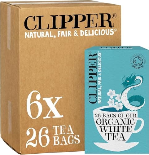 Image of Clipper Organic White Tea Bags | 156 Bags of White Tea from China (6 x Boxes of 26) | Bulk Buy for Home & Catering | Herbal Tea Bags | Natural, Unbleached | Plant-Based & Biodegradable