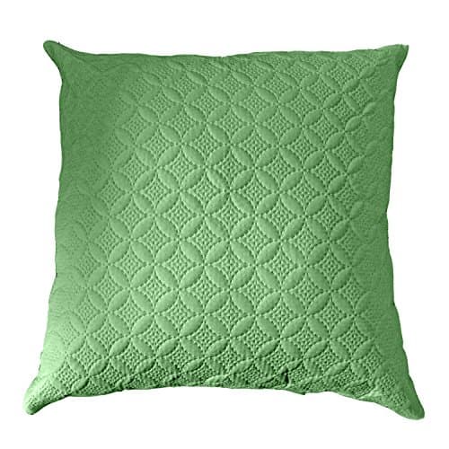 Image of HOMESCAPES Green 30 x30 Inch Ultrasonic Quilted Cushion Cover - Coordinating with Throws and Bedspreads
