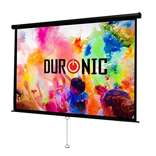 Image of Duronic Projector Screen MPS100 /169 100’’ Manual Projection Screen Size: 221x124cm Matt White Pull Down | Home Cinema School Office 4K 8K Ultra HD 3D