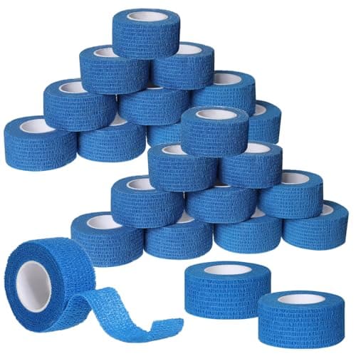 Image of 24 Rolls Self Adhesive Cohesive Bandages 2.5cm x 4.5m Finger Cohesive Bandage Wrap Elastic Stretch Sports Tape for Animals, Blue