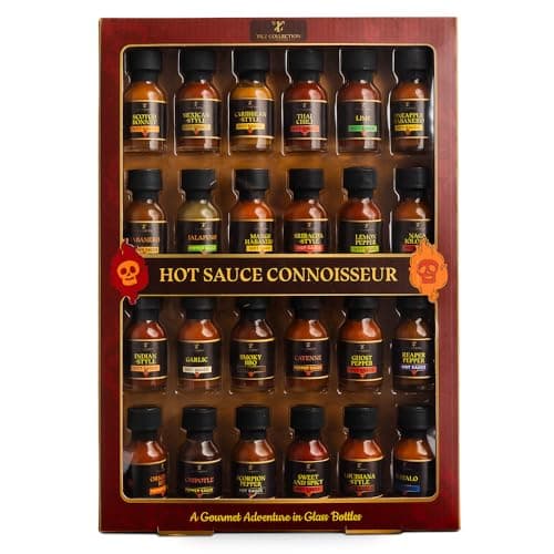 Image of Tilz, Hot Sauce Gift Set - 24 Chilli Sauce Gift Set |Christmas Food Gifts For Men Women, Cayenne, ⁠Sriracha, ⁠Scotch Bonne, ⁠BBQ, Chipotle|Hot Sauce Sets, Christmas Gifts, Xmas, Birthday Present Vegan