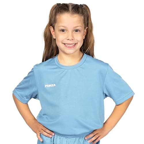 Image of FORZA Kids Football Shirt | Unisex Kids Short Sleeve Football Jersey [9 Colours] (UK, Age, 9 Years, 10 Years, Regular, Sky Blue)