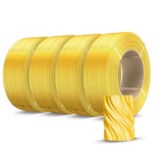 Image of SUNLU 500g Silk PLA Filament Refill, Silk PLA Plus Refill 4 Packs, No-Spool 3D Printer Silk Filament 1.75mm 2KG for Reusable Spools, Compatible with Bambu Lab 3D Printers, 0.5KG/Roll Silk Light Gold