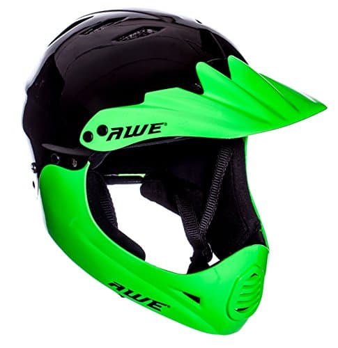Image of AweBlaze™ Full Face Helmet Junior 16+/Adult 55-58cm Mens Womens BMX/Bike Off-road Helmet Black/Green Large Dirtbike 2 in 1 Helmet *Awe FREE 5 YEAR CRASH REPLACEMENT CE-EN 1078:2012:A1:2012 standards