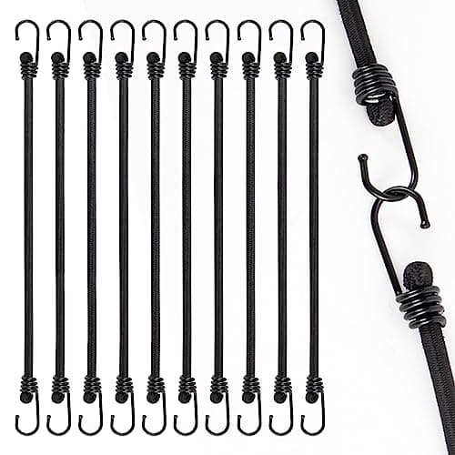 Image of Bungee Cords With Hooks 40 Inch, 10 PCS Heavy Duty Bungee Cord, 8mm Thick Bungee Straps, Elastic Straps With Hooks for Securing Tarps, Luggage, Tents, Bikes or Caravan Camping