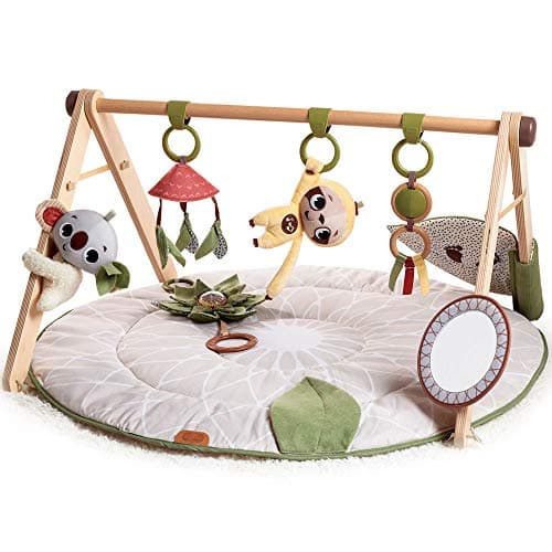 Image of Tiny Love Luxe Developmental Gymini, Stylish Wooden Baby Play Gym with Music, 0+ Months, Baby Play Mat, 20 Activities, Musical Take-Along Toy, Premium Fabrics, 12 Milestone Cards, Boho Chic