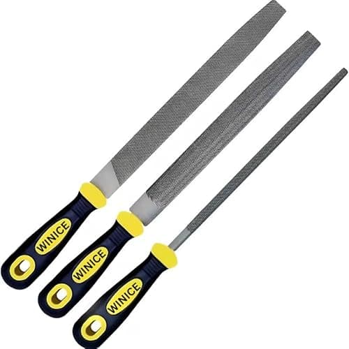 Image of WINICE 3-Piece 8" Metal File Set, Set of Flat, Round, Half Round, for Metal Sharpening, Shaping, Finishing & Smoothing for DIY & Professional Use