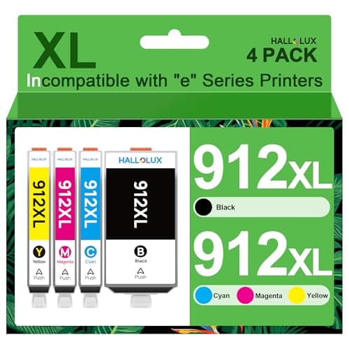 Image of 912XL Ink Cartridges Compatible for HP 912 XL Ink Cartridges for HP OfficeJet 8010 8012 8014 8015 8017 HP OfficeJet Pro 8020 8022 8023 8024 8025 printers (4-Pack Black, Cyan, Magenta, Yellow)