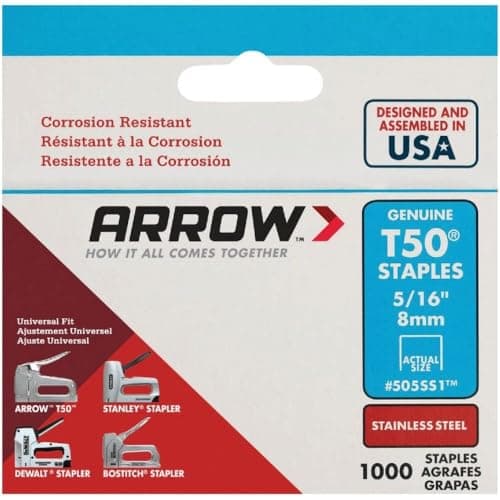 Image of Arrow ARRT50516SS 8mm 5/16-inch Stainless Steel Staples (Box of 1000)