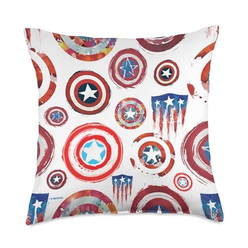 Image of Marvel Captain America Shield Pattern Throw Pillow, 18x18, Multicolor