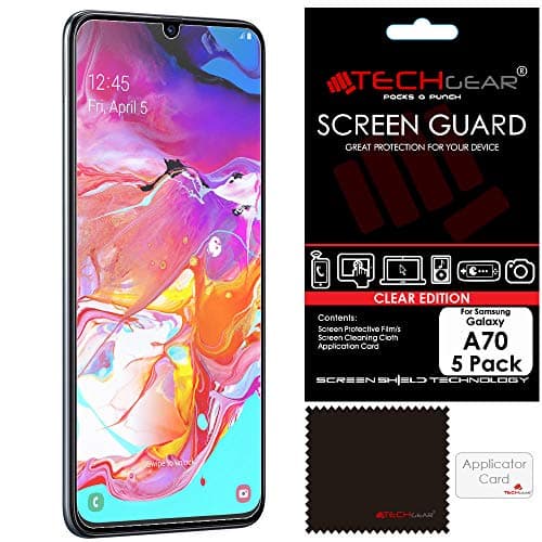 Image of TECHGEAR [5 Pack] Screen Protectors Compatible with Samsung Galaxy A70, CLEAR LCD Screen Protectors Cover Guards