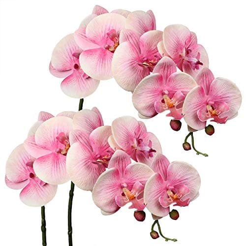 Image of Briful 2 PCS Artificial Orchid Flowers Stems 28.7" Fake Orchids Artificial Phalaenopsis Stems Pink Artificial Flowers for Decoration Real Touch Silk Orchids Stems for Home Wedding Party Decor