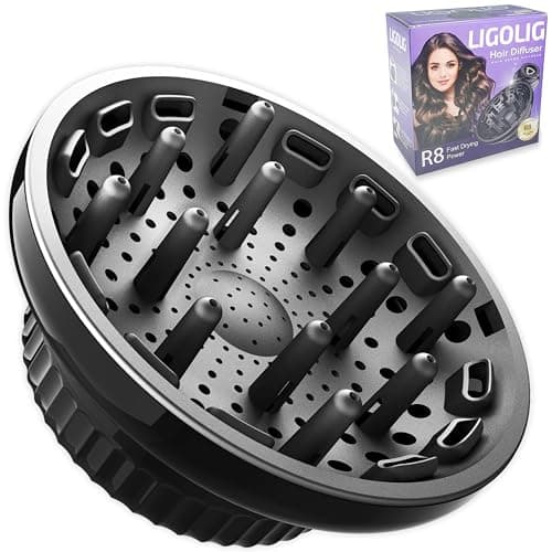 Image of LIGOLIG Hair Difuser Attachment Universal Diffuser Hair Dryer for 1.4-inch to 2.4- inch Blow Dryer, Hair Diffuser for Curly Hair and Natural Wavy Hair (Black)