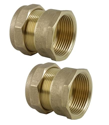 Image of UKDD® 22mm Compression by 3/4" BSP Brass Female Iron Coupler, 22mm x 3/4" Adaptors Straight - WRAS Approved - Pack of 2