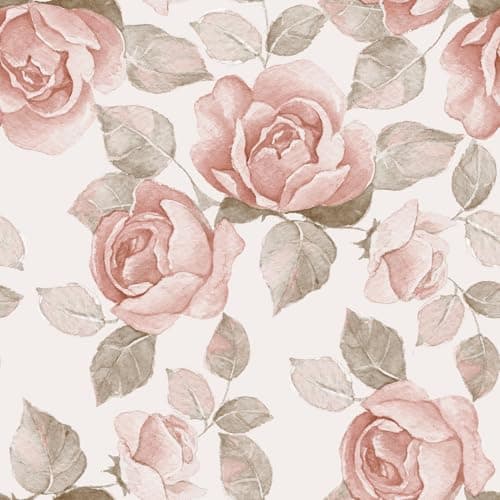Image of Yullpaper Pink Flower & Leaf Wallpaper for Living Room Bedroom Vinyl Wrap for Furniture Peel and Stick Elegant Wallpaper with Soft Pink Floral Patterns Sticky Back Plastic Cupboard Wrap 44.5x300cm