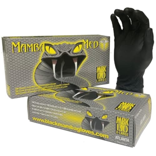 Image of Mamba Med Black Nitrile Disposable Gloves, Large, Black, 100 Gloves