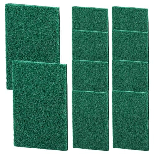 Image of Green Scouring Pads – 10 Non-Abrasive Heavy Duty Scouring Sponges – Non Abrasive Scraper, Saucepan Pan Sink Hob Griddle BBQ Bathroom Home