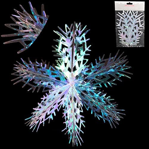 Image of Christmas Concepts® 16” (1.3ft) Large Foil 3D Snowflake Hanging Decoration – Christmas Trimming (Iridescent)