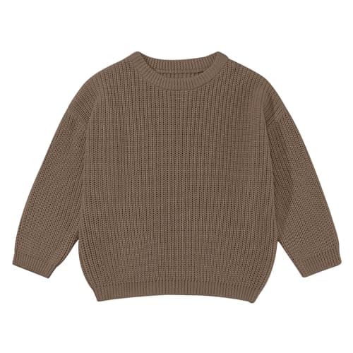 Image of Naiyafly Baby Girl Boy Knit Sweater Oversized Winter Knitted Jumper Toddler Chunky Round Neck Pullover Long Sleeve Knitwear Blouse Top Baby Autumn Clothes Outwear