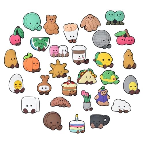 Image of 30Pcs Cute Shoe Charms Decorations - Lovely Cartoon Shoe Croc Charms, PVC Soft Shoe Accessories for Adorable Cartoon Food Shoe Pins for Kids and Adults Croc Shoes DIY Decor