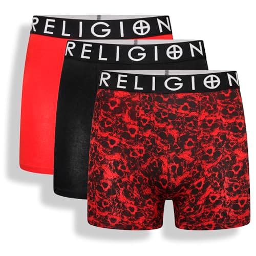 Image of Religion - Mens 'RGN16' Premium Essential 3 Pack Designer Boxer Shorts, Multipack Underwear Gift Set (XL, Assorted)