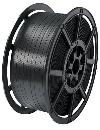 Image of 1 Coil Of Strong 12mm Wide Black Plastic Hand Pallet Strapping Banding 1000 Metres Per Coil 310kg Brake/Strength - Polypropylene Polyprop Strap