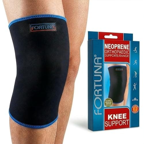 Image of Fortuna Neoprene Knee Support Brace – Compression Sleeve for Arthritis, Joint Pain, ACL, Meniscus Tear, Sports Injury Recovery – Knee Support for Men & Women (Small)
