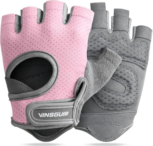 Image of VINSGUIR Weight Lifting Gloves | Breathable Gym Gloves with Anti Slip Padded Palm Protection for Strength Training, CrossFit, Pull-ups, Cycling & Fitness Workout | Men & Women (Pink,S)