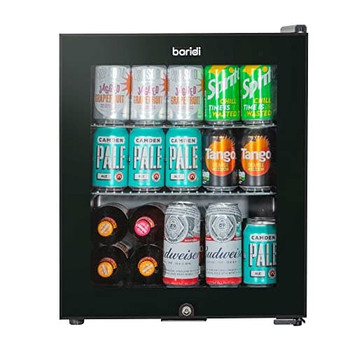 Image of Baridi 50L Tabletop 3-10°C Beer & Drinks Mini Fridge with Light - Black & Glass - DH12A