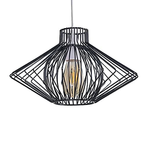 Image of MiniSun | Geometric Design Black Wire Basket Ceiling Light Shade | Pendant Lights, Home Décor & Improvement Essential | 36.5cm Shade Width
