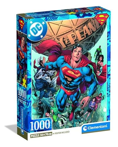 Image of Clementoni Jigsaw Puzzle 1000 pieces, Superman DC Comics, Puzzle for Adults 14-99 Years, Compact box, 37505, Made in Italy