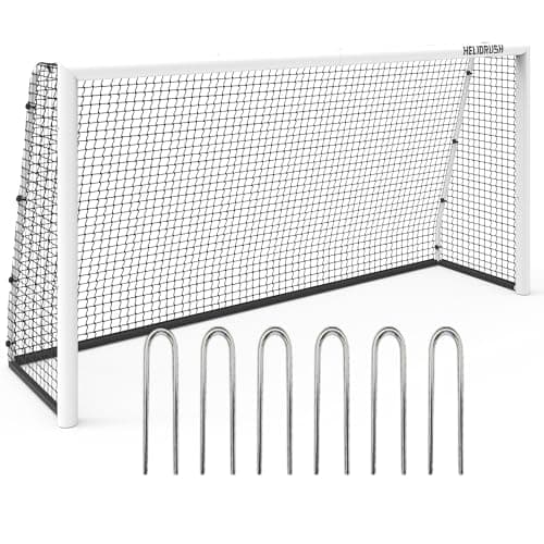 Image of HELIORUSH Football Goal for Garden, 8 x 5 ft, Heavy Duty 60mm Galvanised Steel Frame Goal Posts, 1000D Wear-Resistant Football Net with Tool-Free Quick Assembly for Kids & Adults Training