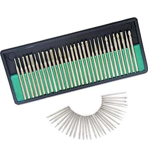 Image of Gasea 30pcs 1/8" Shank Diamond Coated Burr Drill Bits for Engraving Carving Rotary Tool