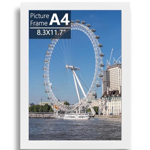 Image of A4 Picture frames,Versatile White Picture frame, Art Print Poster A4 Poster Frame with Plexiglass and Mount, 21cm x 29.7cm Certificate Frame for Table Top and Wall Mounting